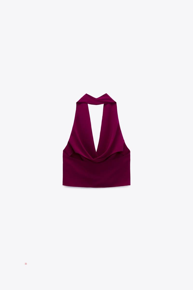ZARA COWL NECK HALTER TOP Crop Top Dam Bruna | SHOND-9864