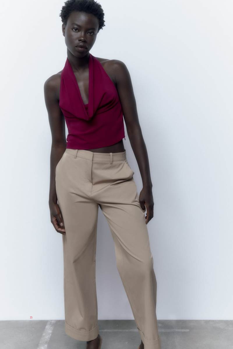 ZARA COWL NECK HALTER TOP Crop Top Dam Bruna | SHOND-9864