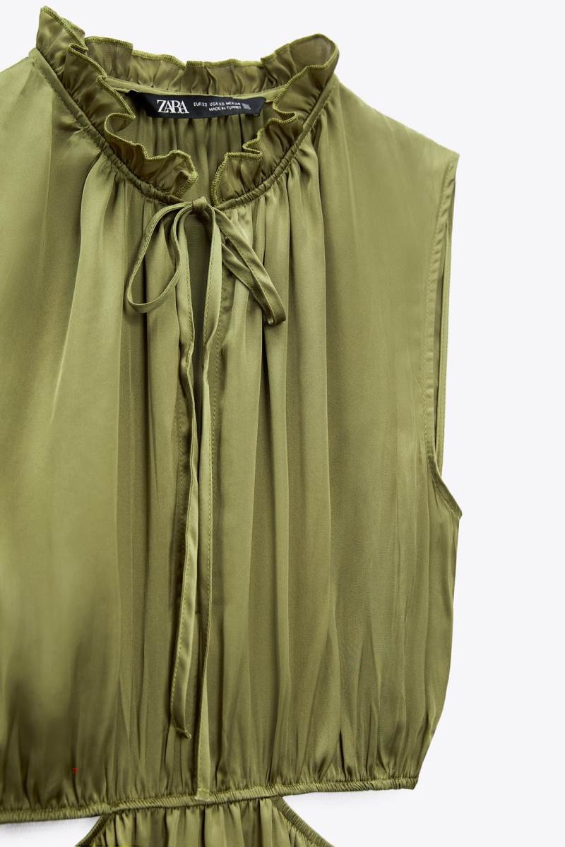 ZARA CREASED-EFFECT CUT-OUT Klänning Dam Olivgröna Gröna | SGVFX-8196