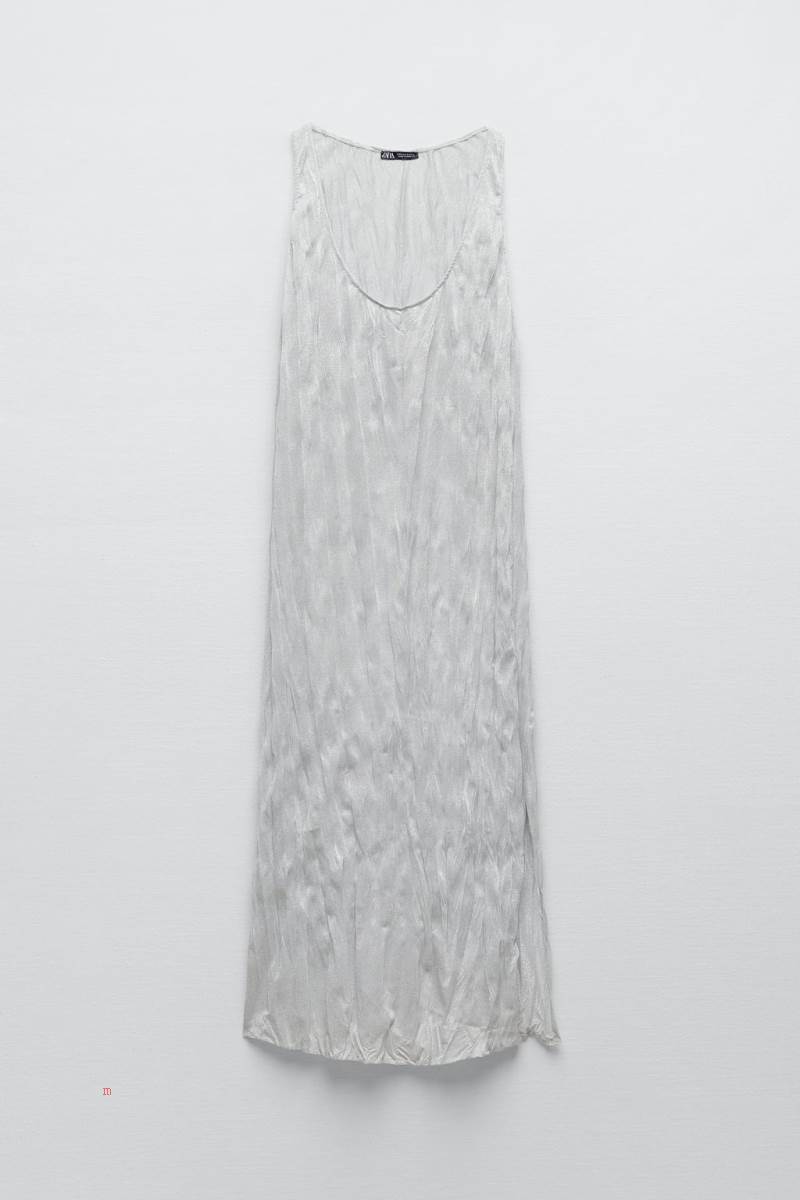 ZARA CREASED-EFFECT Klänning Dam Silver | WANMO-5498