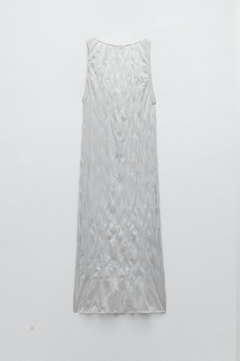 ZARA CREASED-EFFECT Klänning Dam Silver | WANMO-5498
