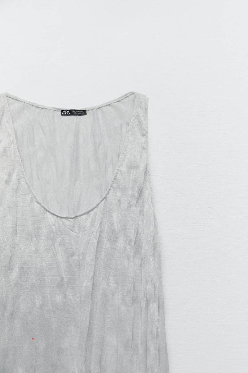 ZARA CREASED-EFFECT Klänning Dam Silver | WANMO-5498