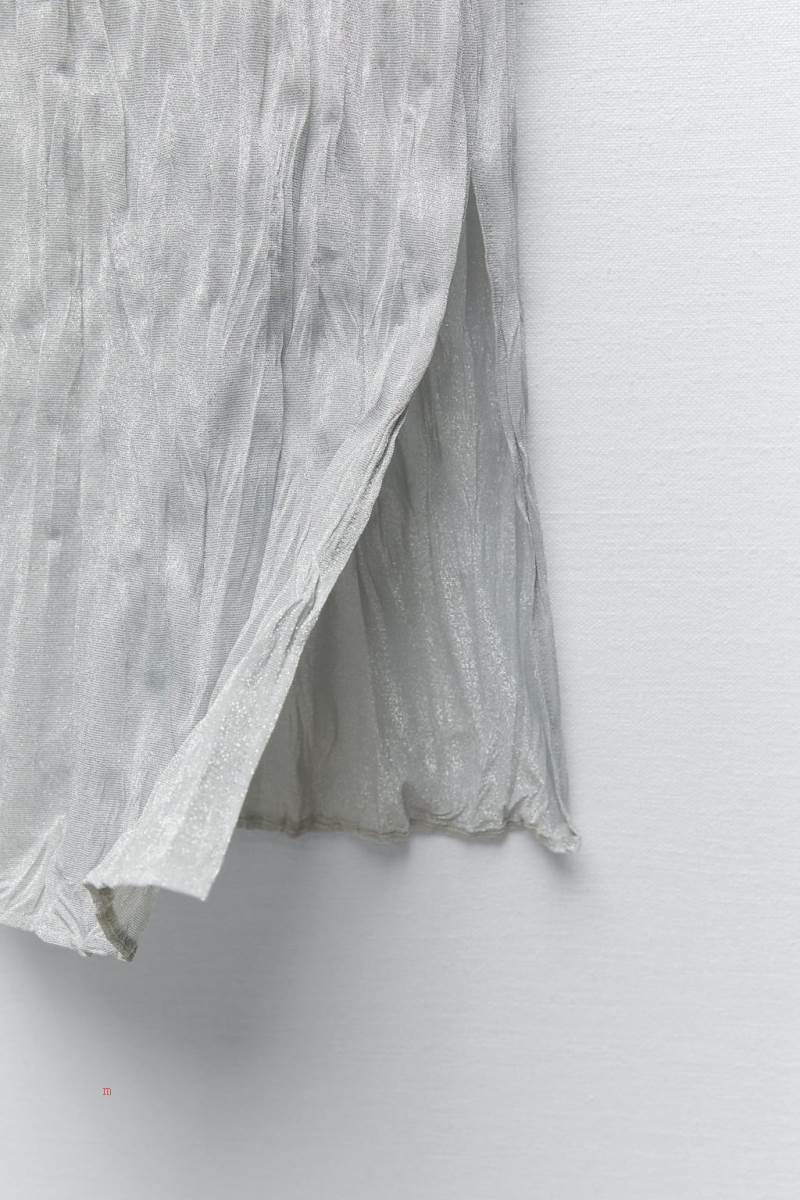 ZARA CREASED-EFFECT Klänning Dam Silver | WANMO-5498