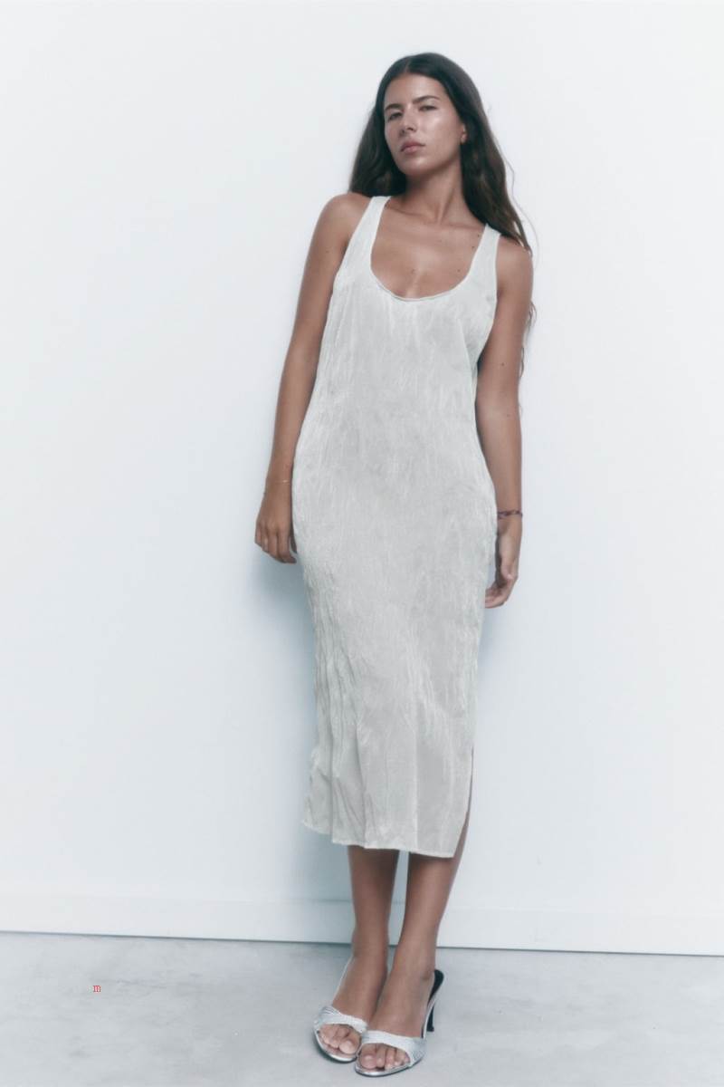 ZARA CREASED-EFFECT Klänning Dam Silver | WANMO-5498