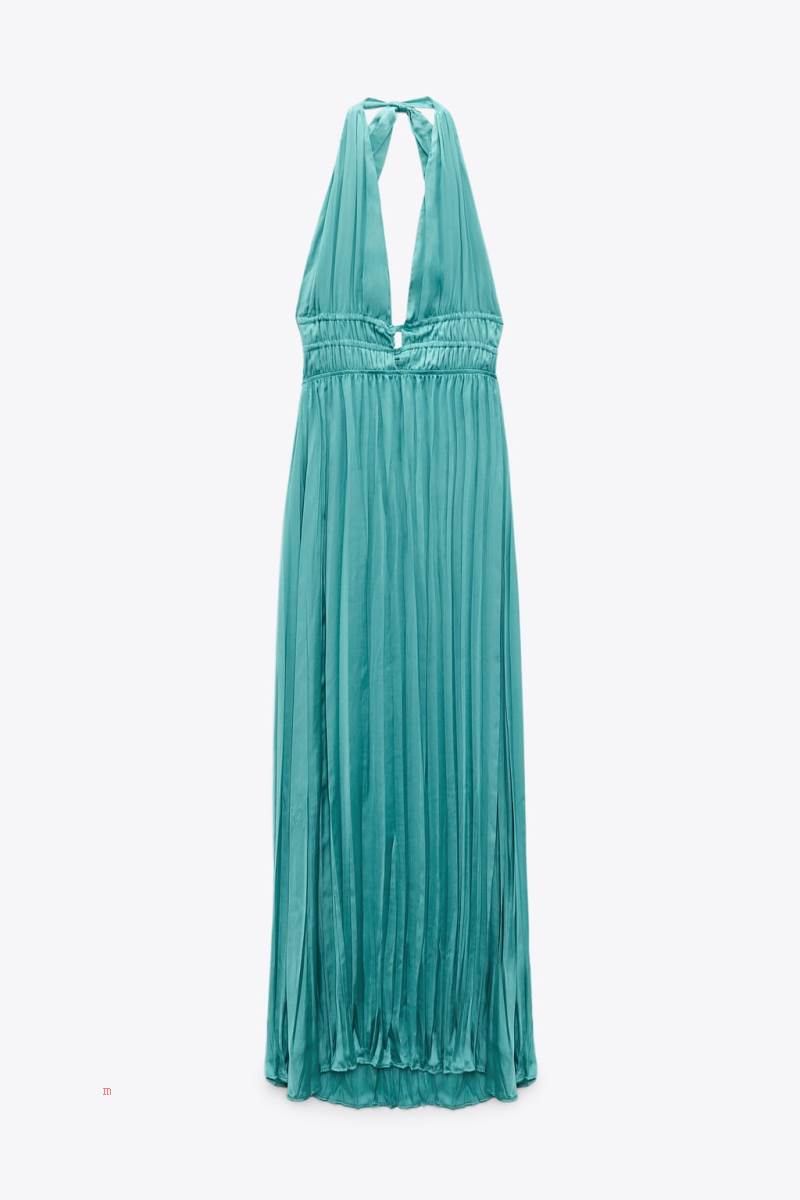 ZARA CREASED-EFFECT SATIN-FINISH Klänning Dam Blå | JOUNM-9871