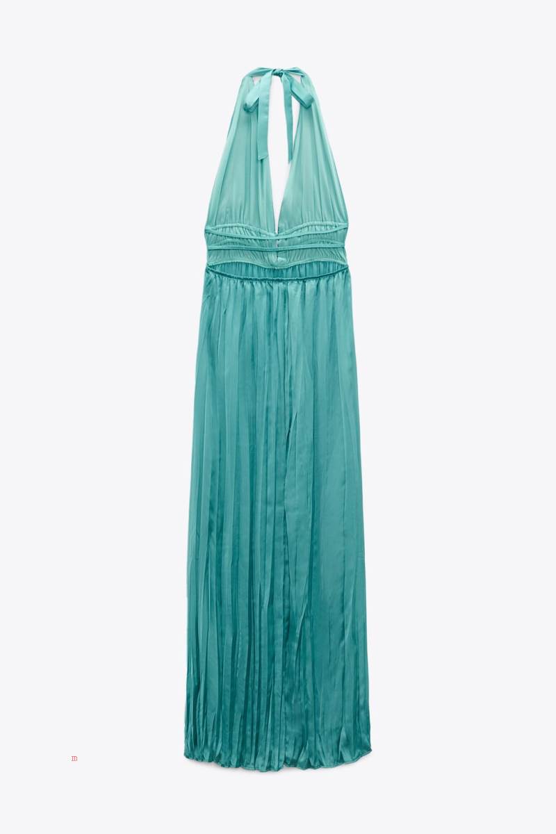 ZARA CREASED-EFFECT SATIN-FINISH Klänning Dam Blå | JOUNM-9871