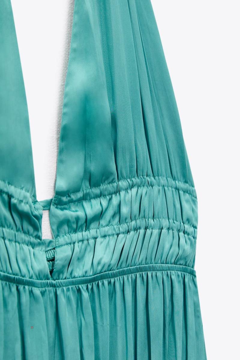ZARA CREASED-EFFECT SATIN-FINISH Klänning Dam Blå | JOUNM-9871