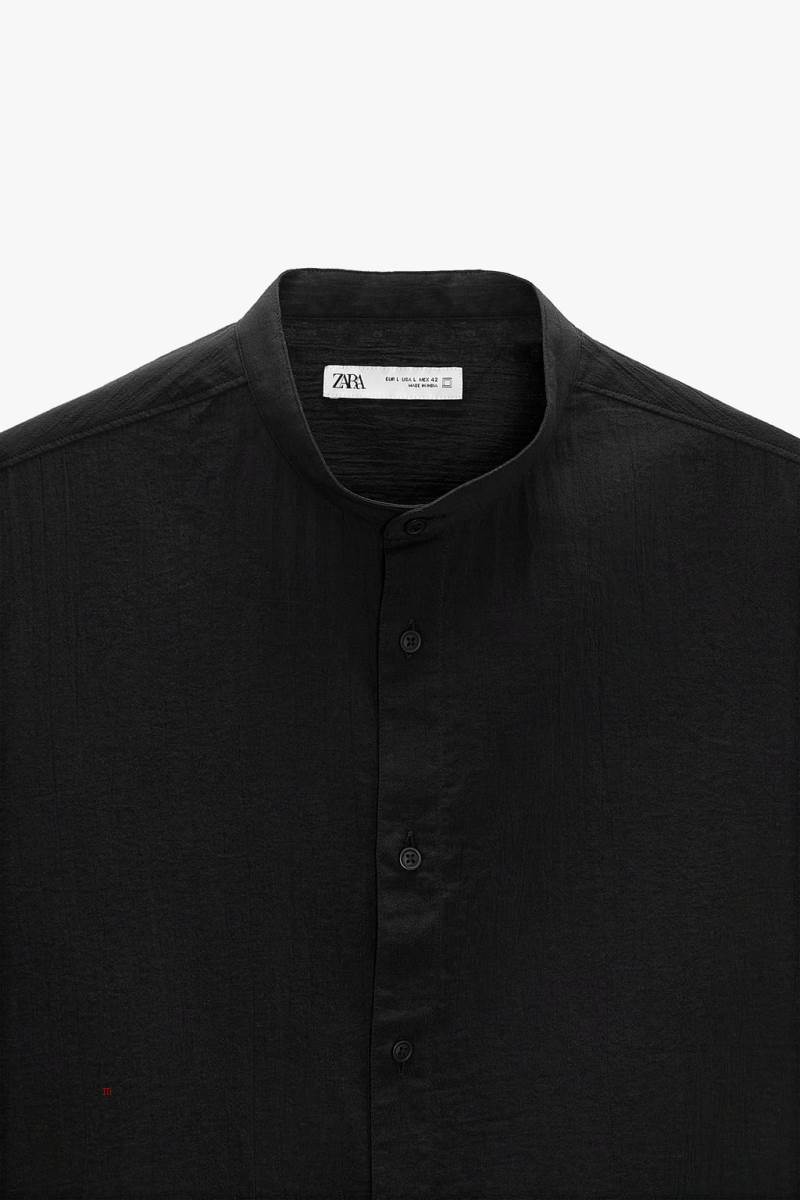 ZARA CREASED-EFFECT Skjorta Herr Svarta | KFTJY-4358