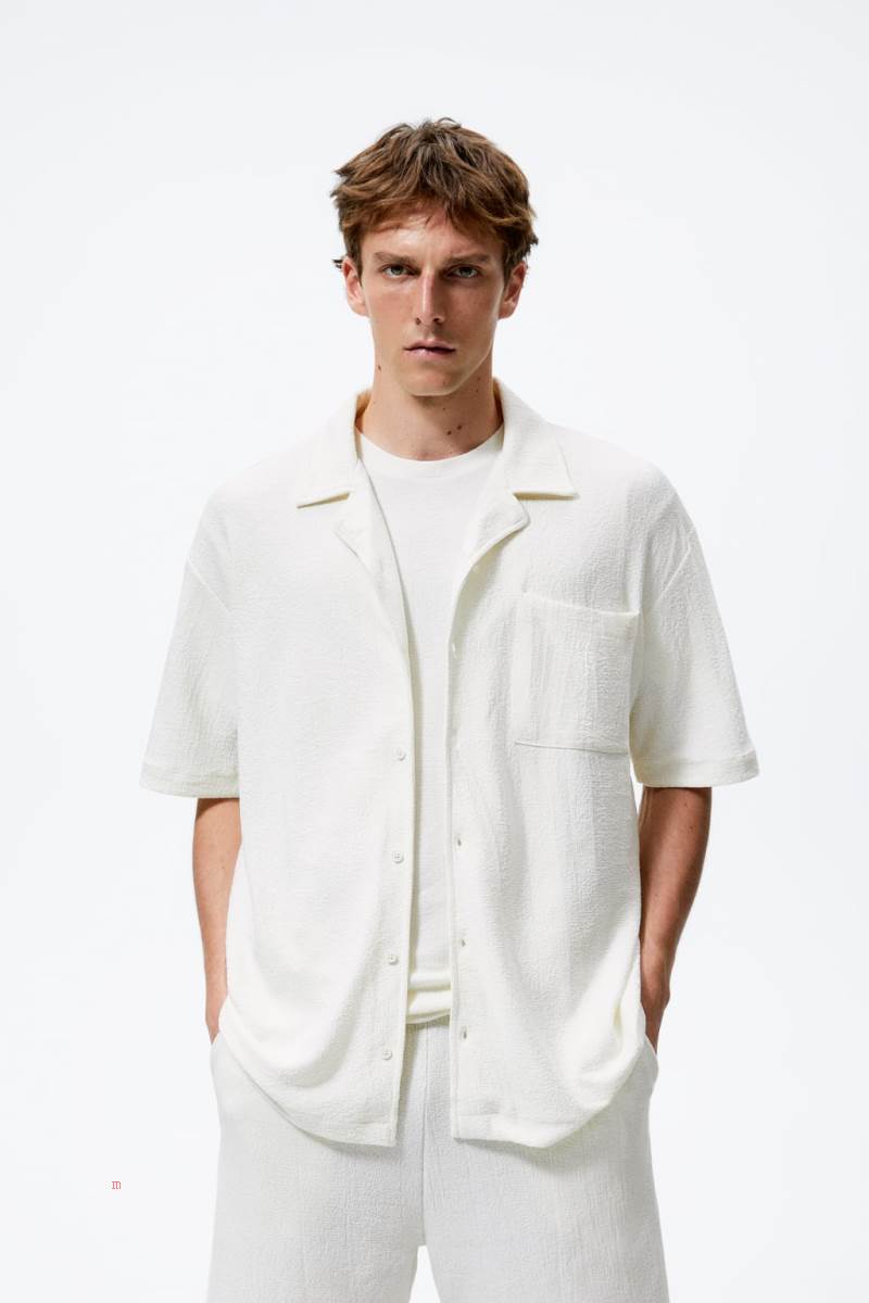 ZARA CREASED-EFFECT Skjorta Herr Vita | BHIMO-3580