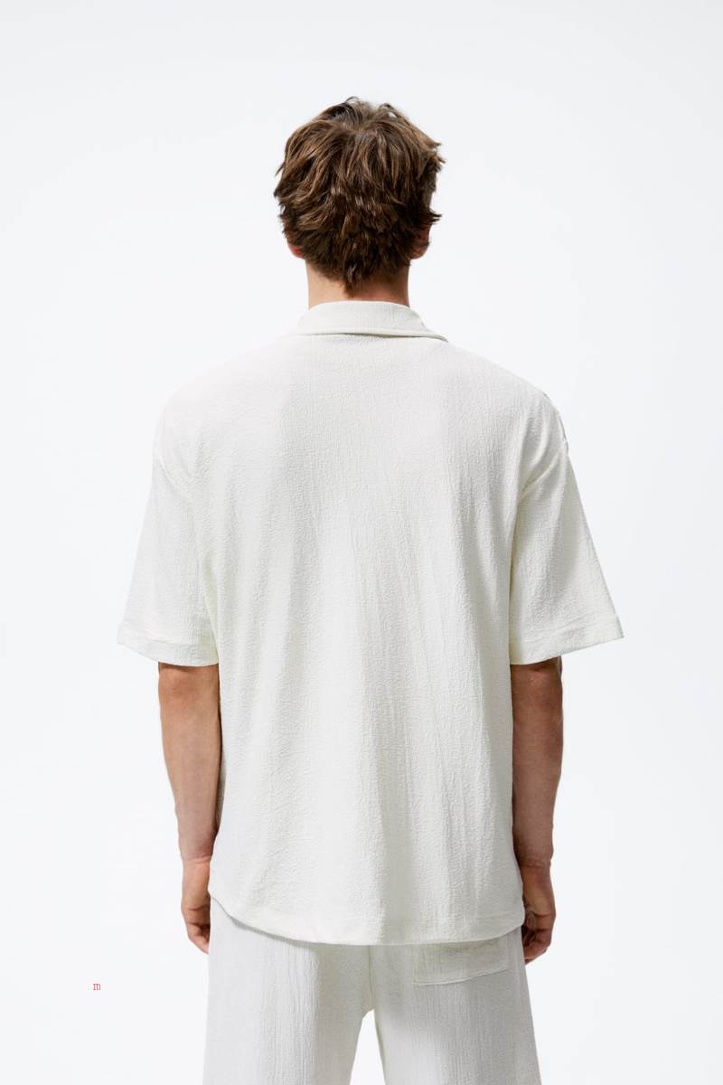 ZARA CREASED-EFFECT Skjorta Herr Vita | BHIMO-3580