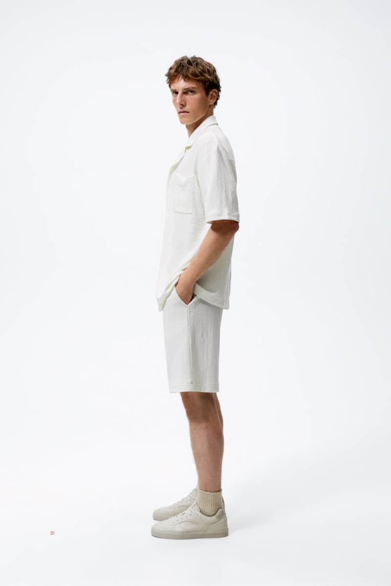 ZARA CREASED-EFFECT Skjorta Herr Vita | BHIMO-3580