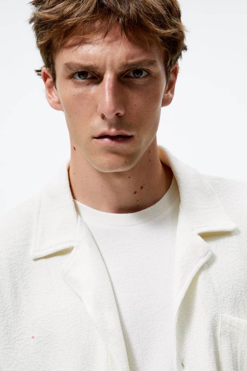 ZARA CREASED-EFFECT Skjorta Herr Vita | BHIMO-3580