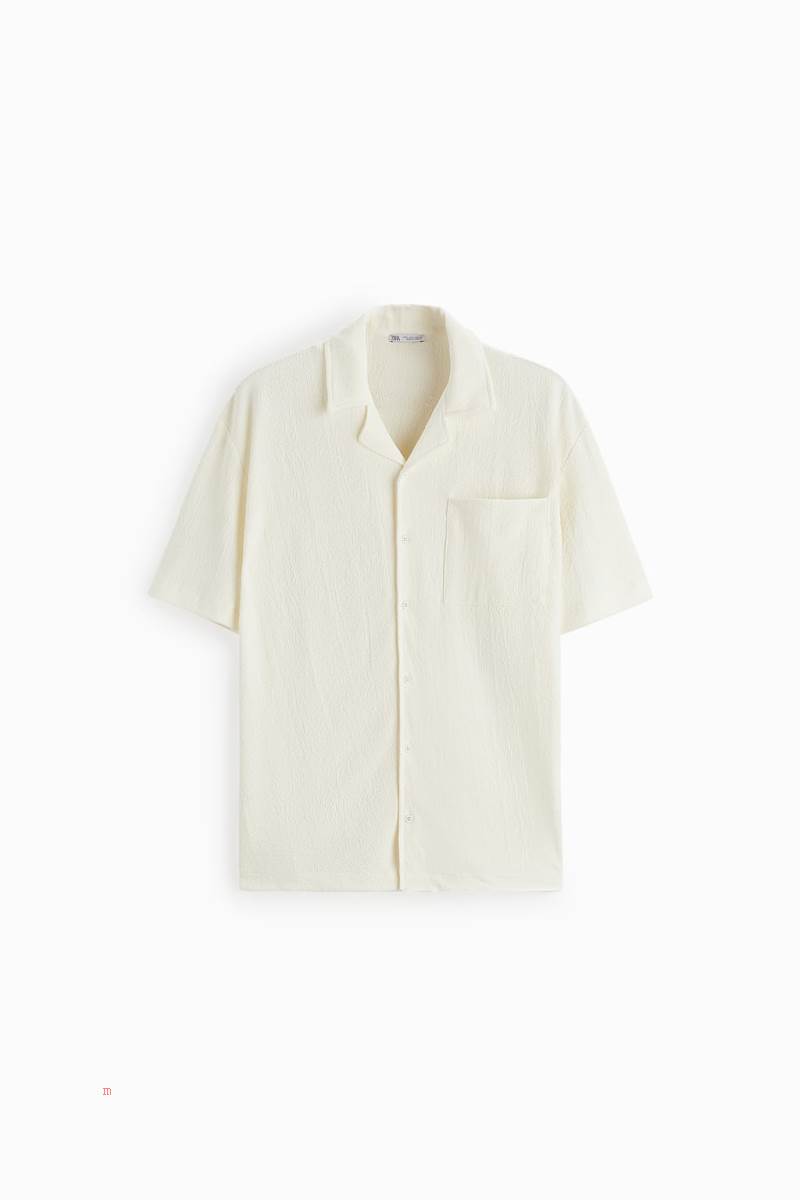 ZARA CREASED-EFFECT Skjorta Herr Vita | BHIMO-3580