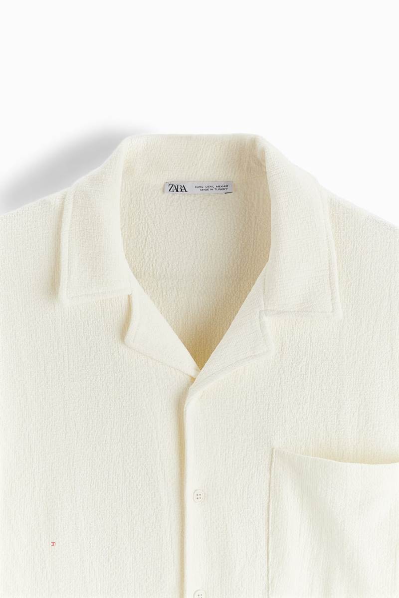 ZARA CREASED-EFFECT Skjorta Herr Vita | BHIMO-3580