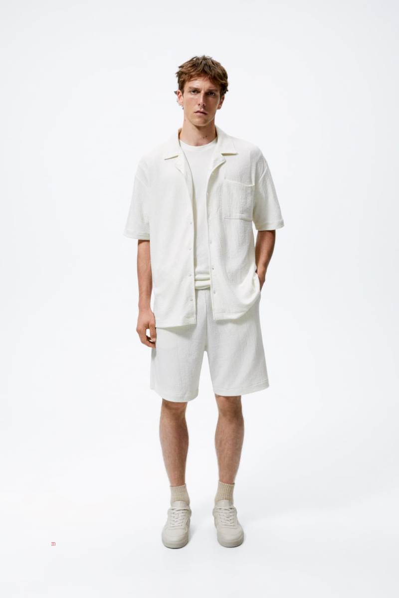ZARA CREASED-EFFECT Skjorta Herr Vita | BHIMO-3580