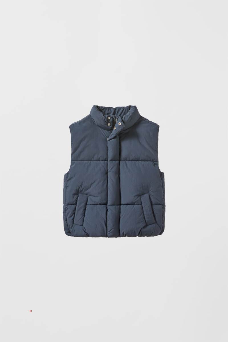 ZARA CRINKLE PUFFER Kostym Gilet Pojke Blå | YAKXQ-1674