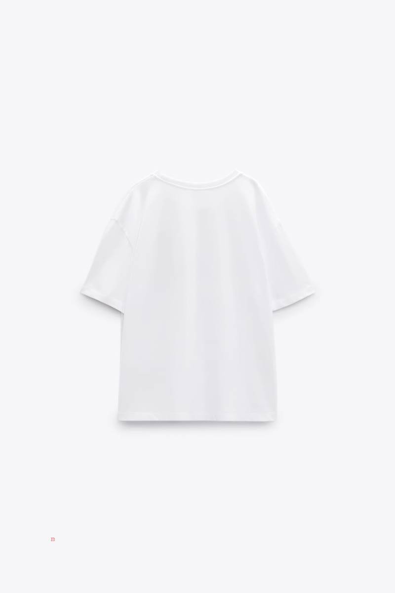 ZARA CROCHET BEAR T-shirt Dam Vita | KJPZC-8124