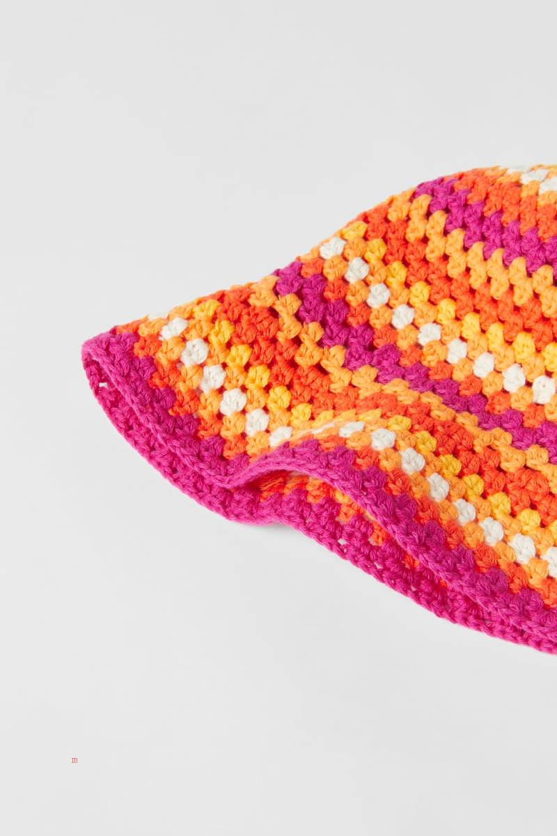 ZARA CROCHET BUCKET Hatt Tjej Fuchsia | KVRGQ-6215