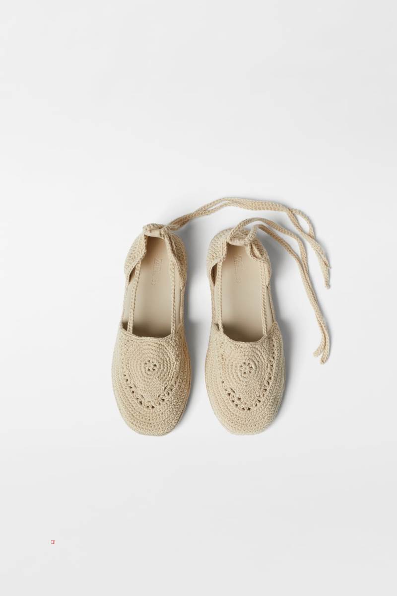 ZARA CROCHET Espadrille Tjej Vita | WTJQF-7534