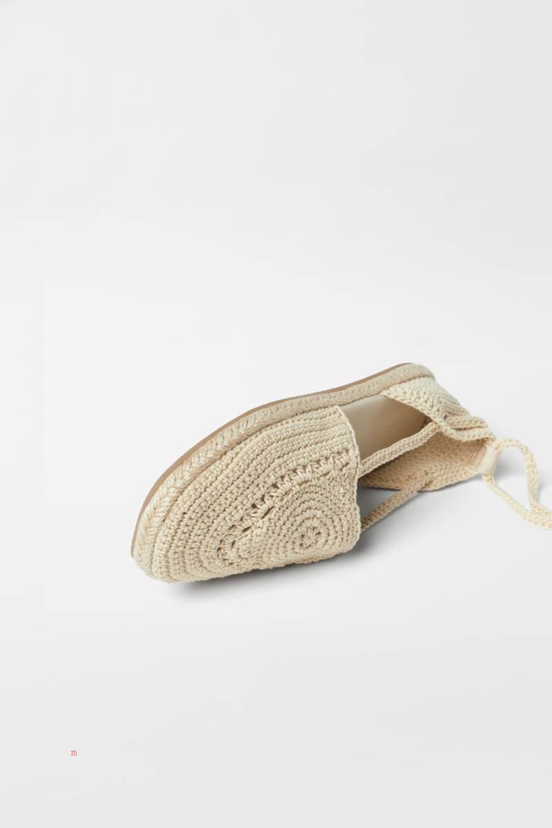 ZARA CROCHET Espadrille Tjej Vita | WTJQF-7534