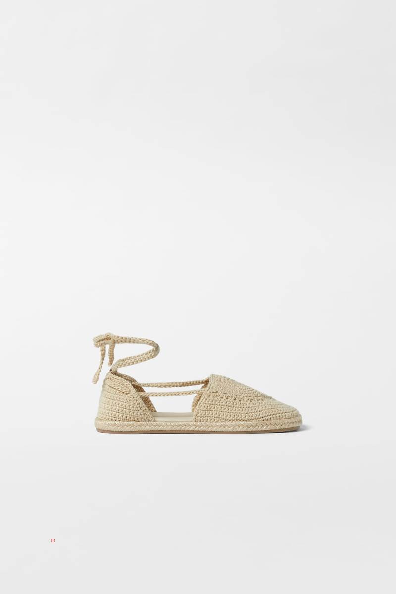 ZARA CROCHET Espadrille Tjej Vita | WTJQF-7534