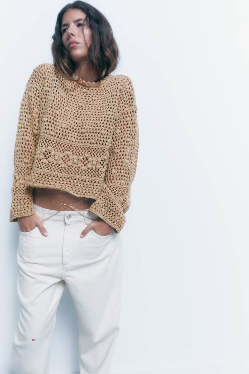 ZARA CROCHET KNIT Tröjor Dam Bruna | YIVSC-9304