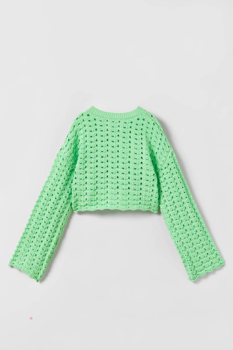 ZARA CROCHET KNIT Tröjor Tjej Ljusgröna | DZLYV-4520