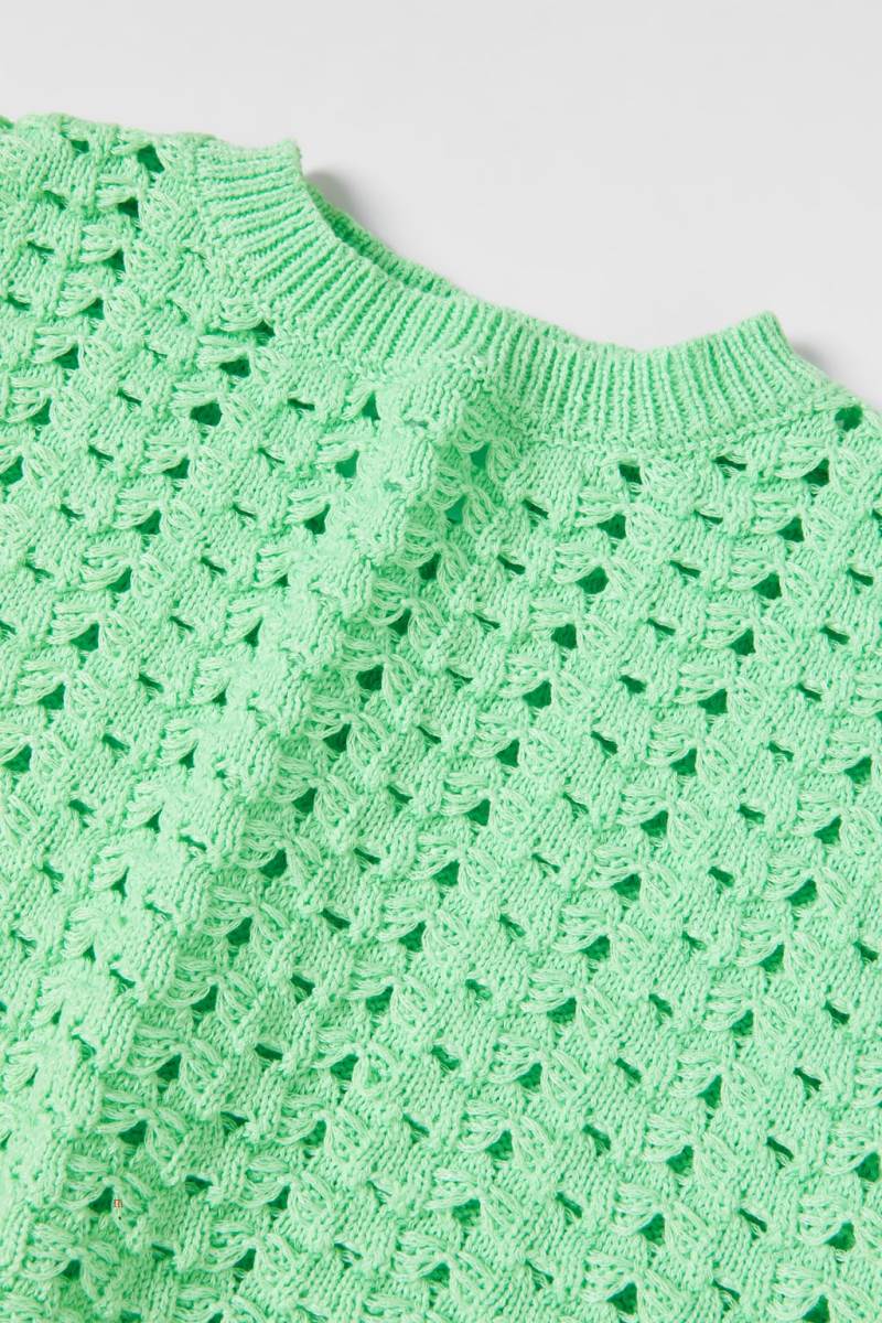 ZARA CROCHET KNIT Tröjor Tjej Ljusgröna | DZLYV-4520