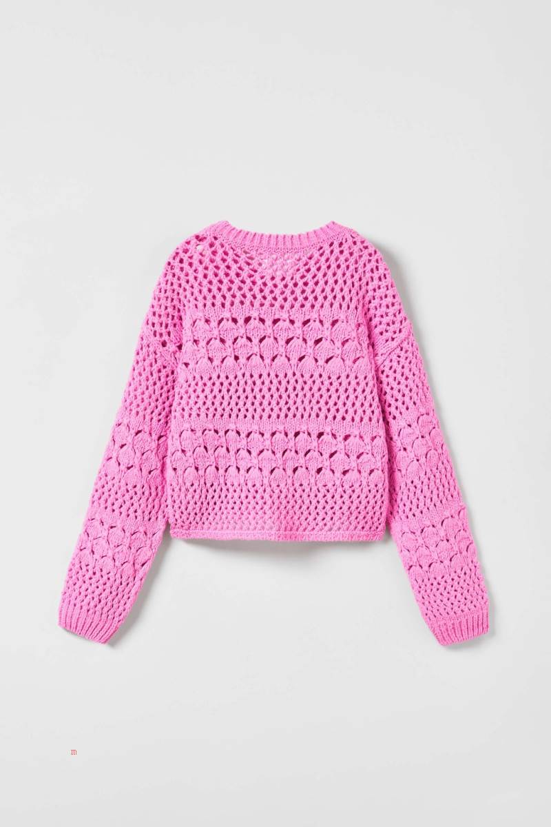ZARA CROCHET KNIT Tröjor Tjej Mörkrosa | RFDKM-7369