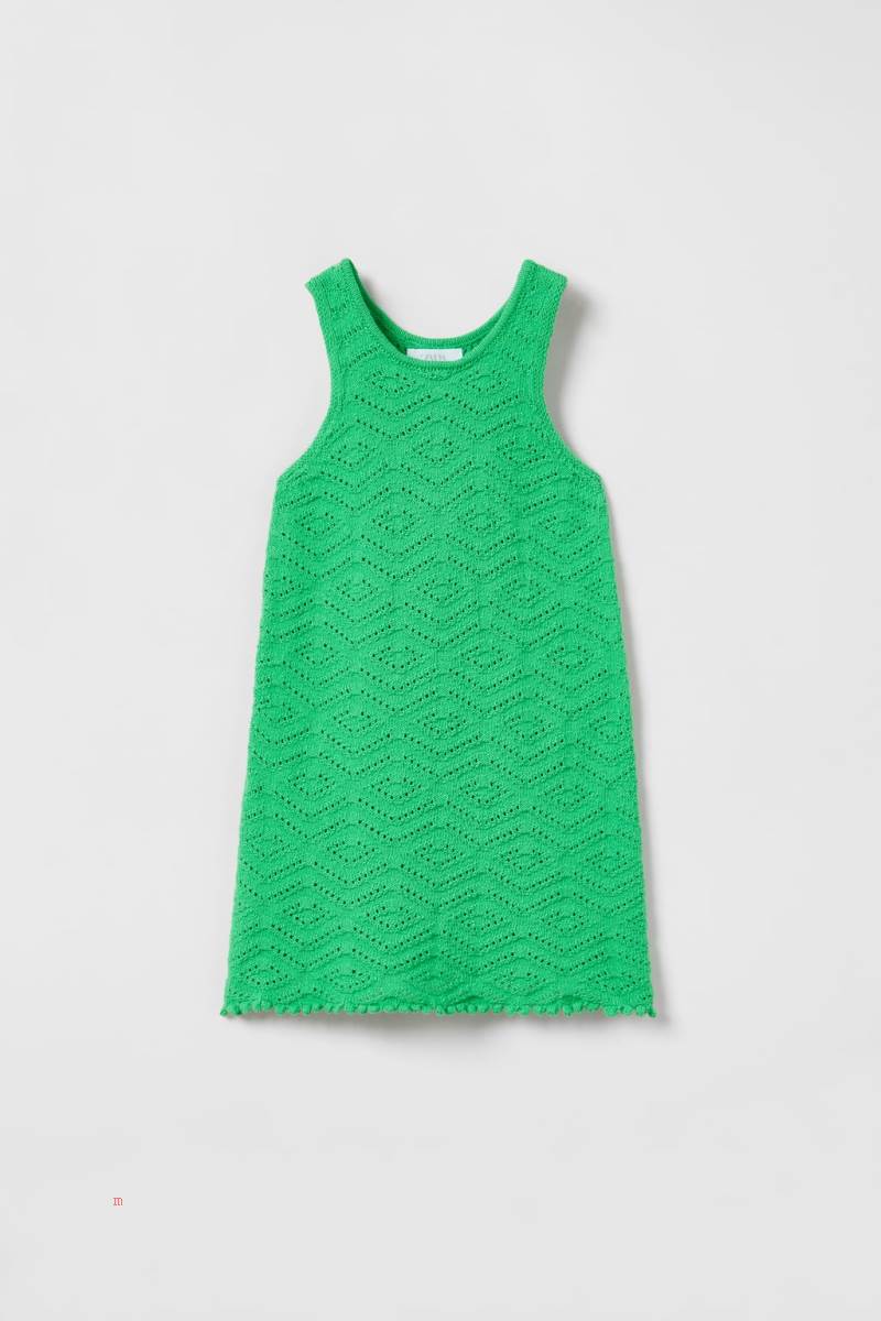 ZARA CROCHET Klänning Tjej Gröna | LDCVW-3207
