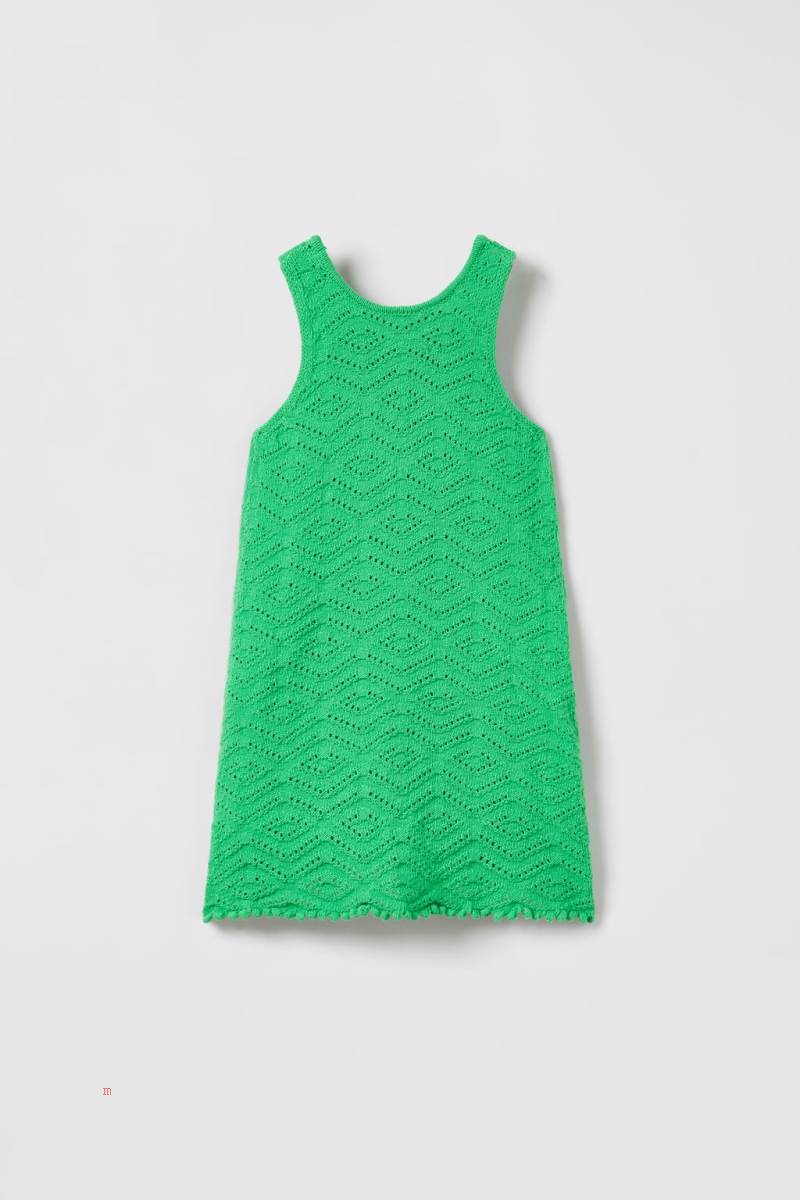ZARA CROCHET Klänning Tjej Gröna | LDCVW-3207