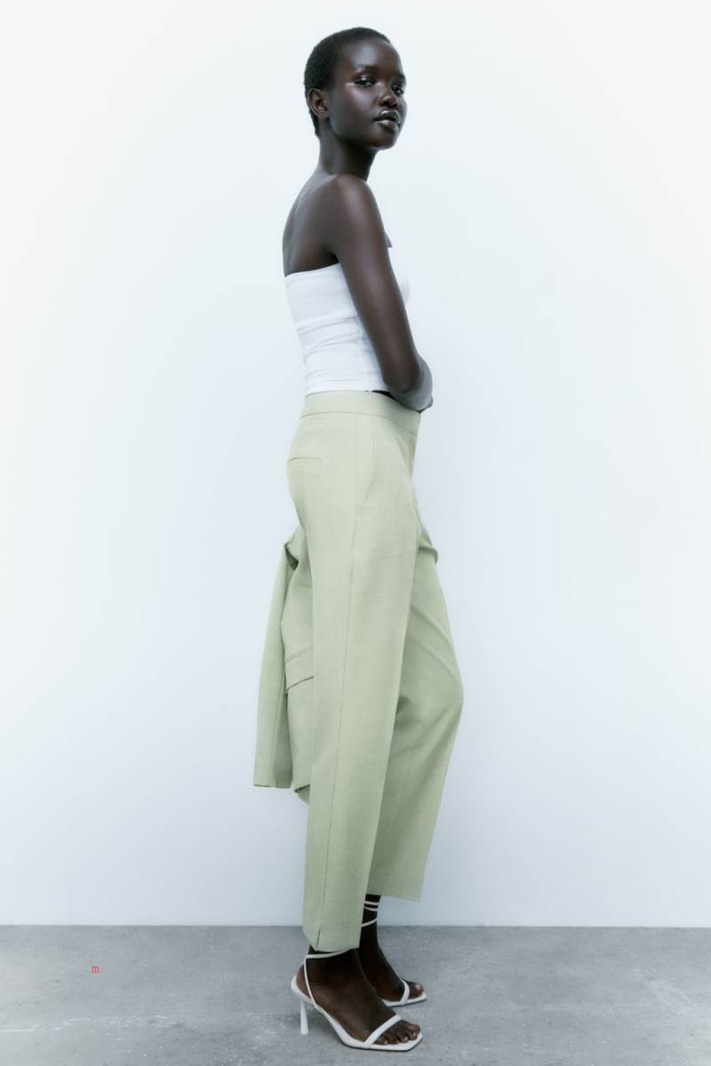 ZARA CROPPED Byxor Dam Gröna | ISYPL-5964