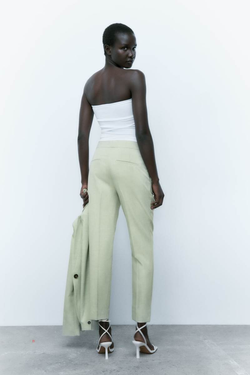 ZARA CROPPED Byxor Dam Gröna | ISYPL-5964
