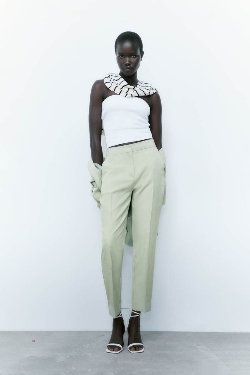 ZARA CROPPED Byxor Dam Gröna | ISYPL-5964