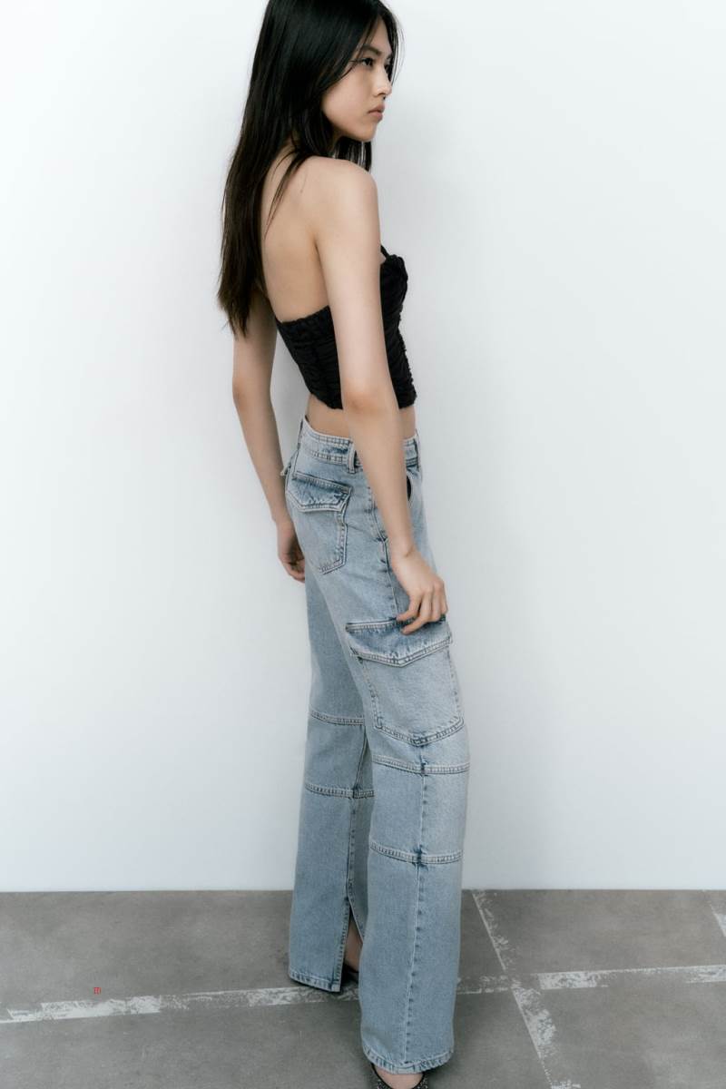 ZARA CROPPED CORSETRY-INSPIRED TOP Crop Top Dam Svarta | ULYQF-9780