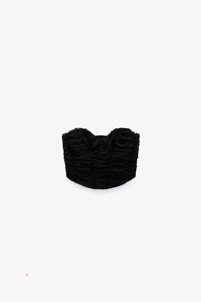 ZARA CROPPED CORSETRY-INSPIRED TOP Crop Top Dam Svarta | ULYQF-9780