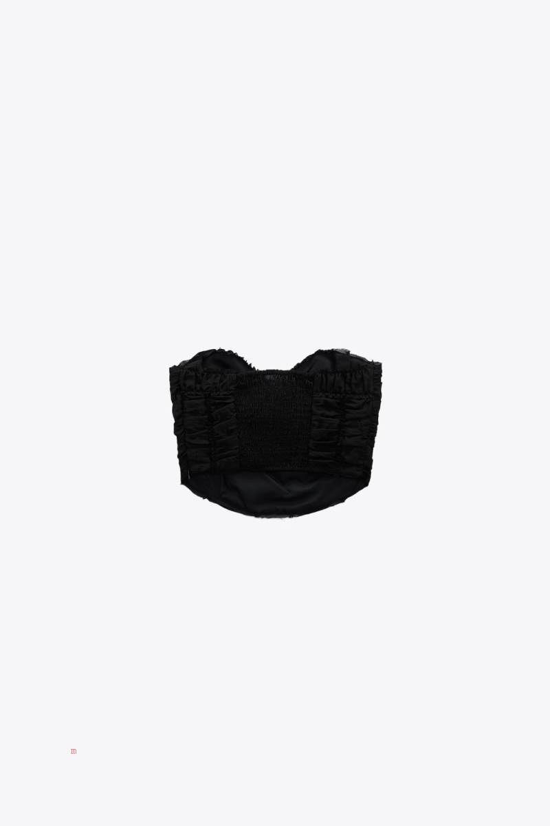 ZARA CROPPED CORSETRY-INSPIRED TOP Crop Top Dam Svarta | ULYQF-9780