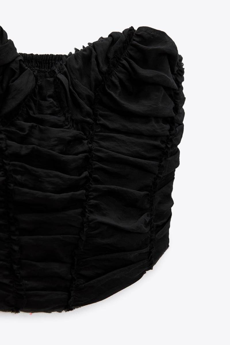 ZARA CROPPED CORSETRY-INSPIRED TOP Crop Top Dam Svarta | ULYQF-9780
