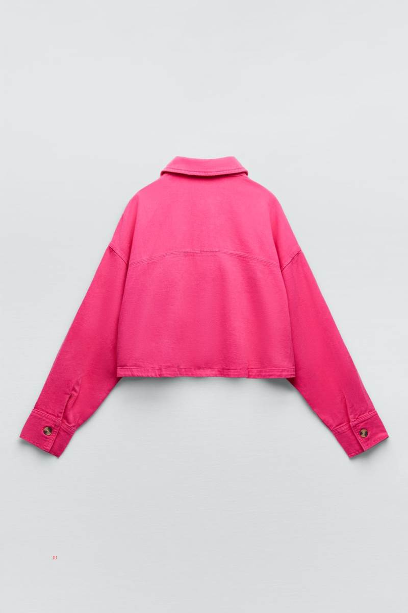 ZARA CROPPED COTTON Övertröja Dam Fuchsia | XMLQG-4182