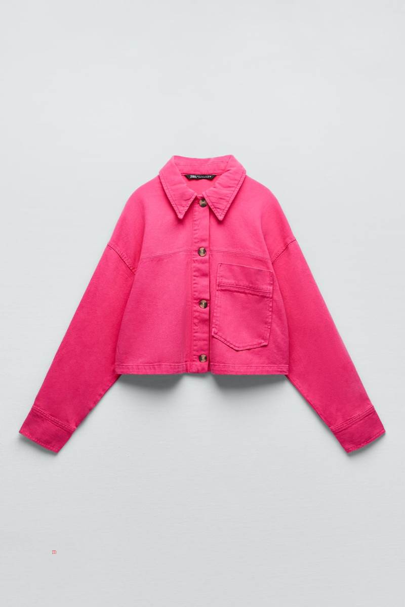 ZARA CROPPED COTTON Övertröja Dam Fuchsia | XMLQG-4182
