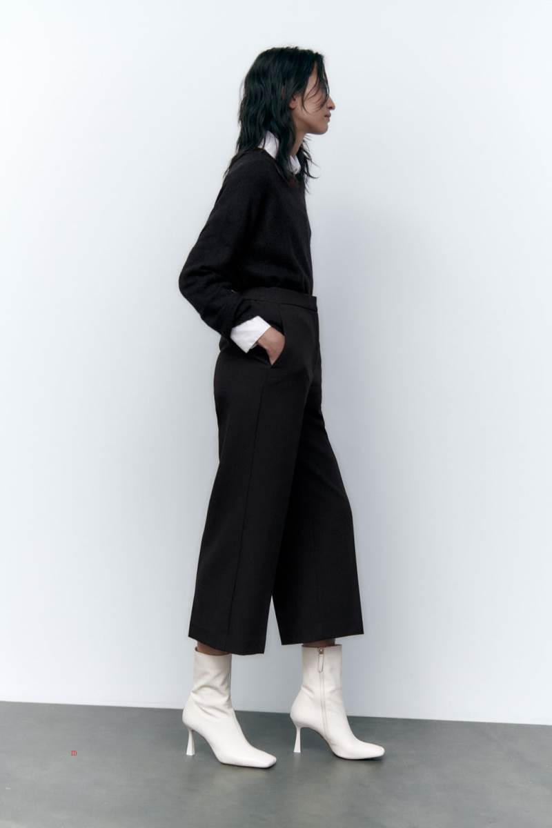 ZARA CROPPED CULOTTES Byxor Dam Svarta | SOHDN-1203