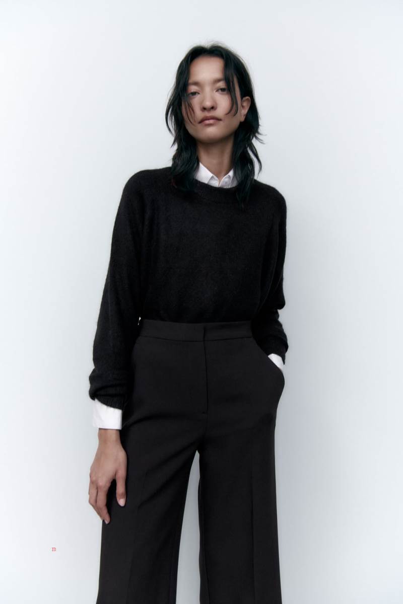 ZARA CROPPED CULOTTES Byxor Dam Svarta | SOHDN-1203