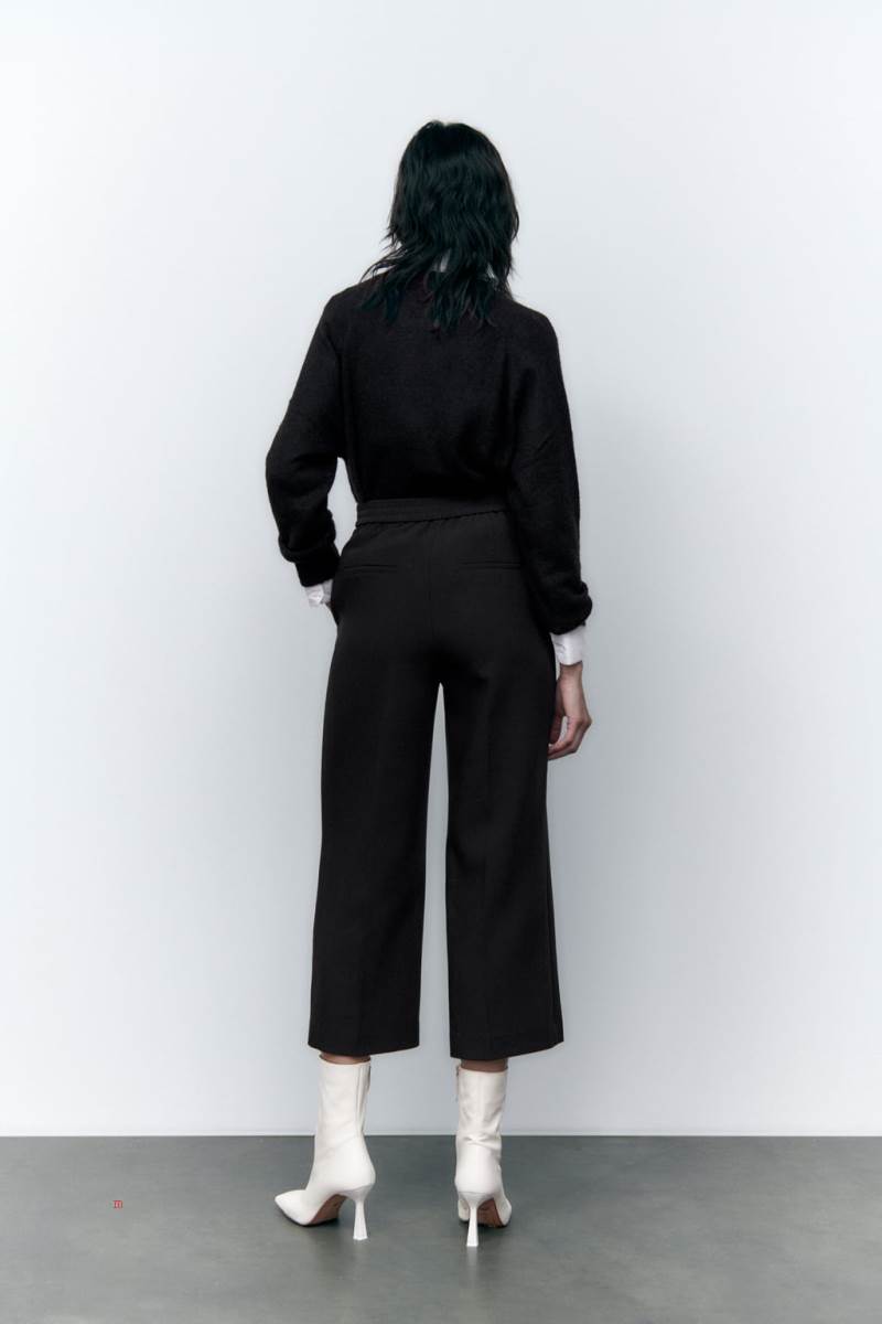 ZARA CROPPED CULOTTES Byxor Dam Svarta | SOHDN-1203