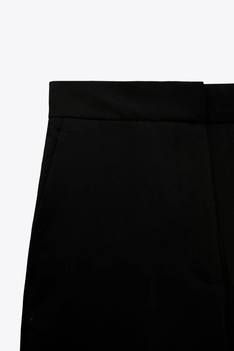 ZARA CROPPED CULOTTES Byxor Dam Svarta | SOHDN-1203