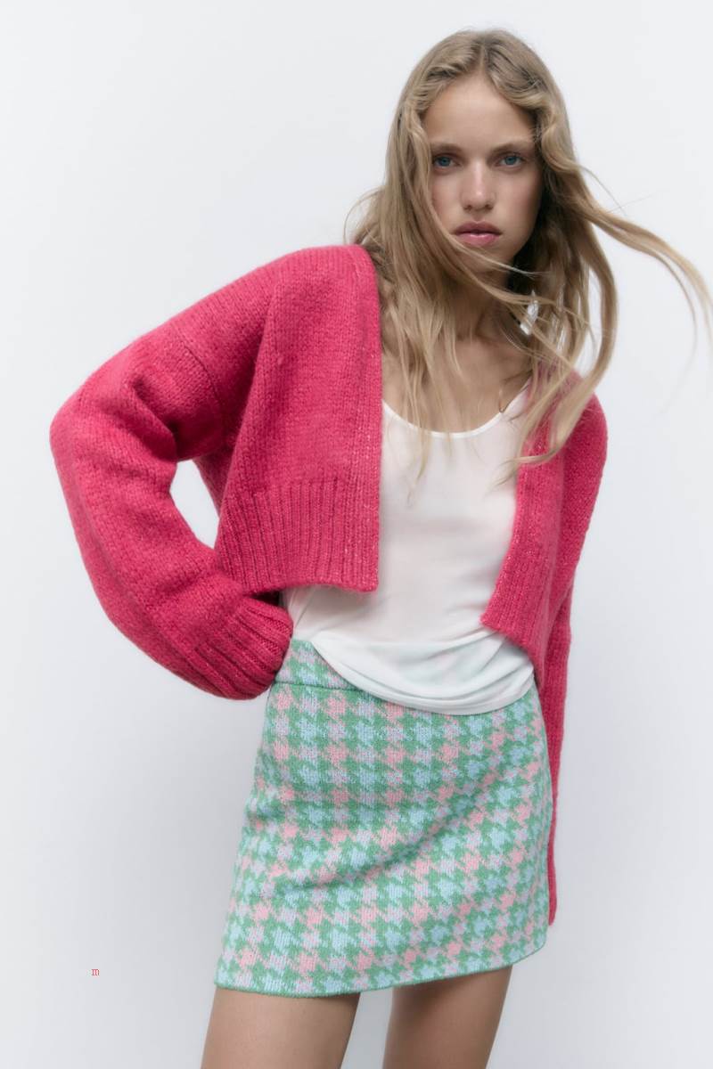 ZARA CROPPED Cardigan Dam Fuchsia | YRFMO-4185
