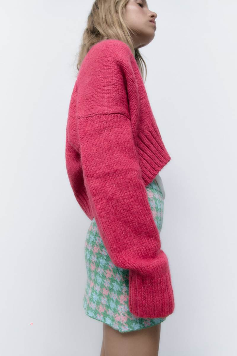 ZARA CROPPED Cardigan Dam Fuchsia | YRFMO-4185