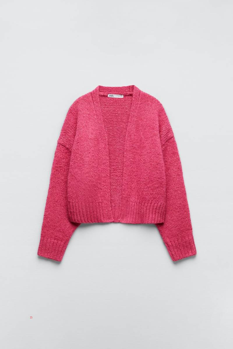 ZARA CROPPED Cardigan Dam Fuchsia | YRFMO-4185