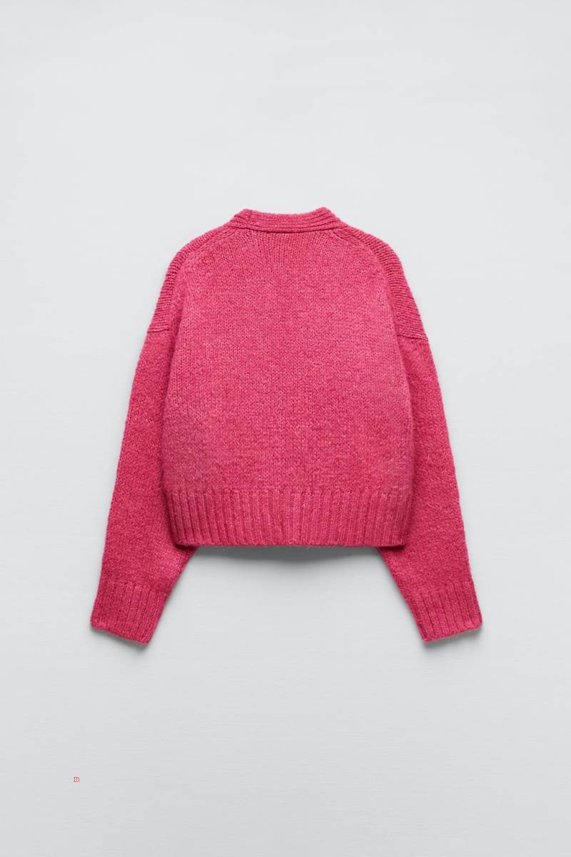ZARA CROPPED Cardigan Dam Fuchsia | YRFMO-4185