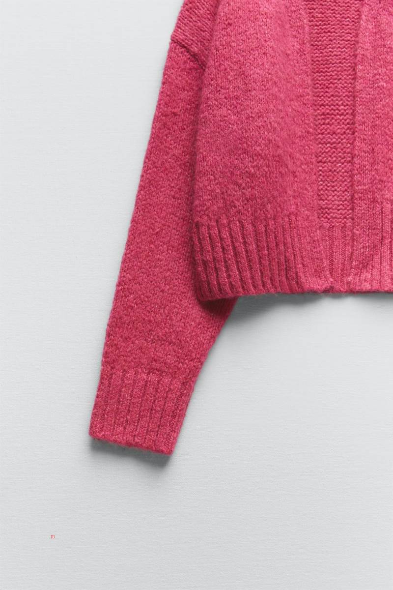 ZARA CROPPED Cardigan Dam Fuchsia | YRFMO-4185