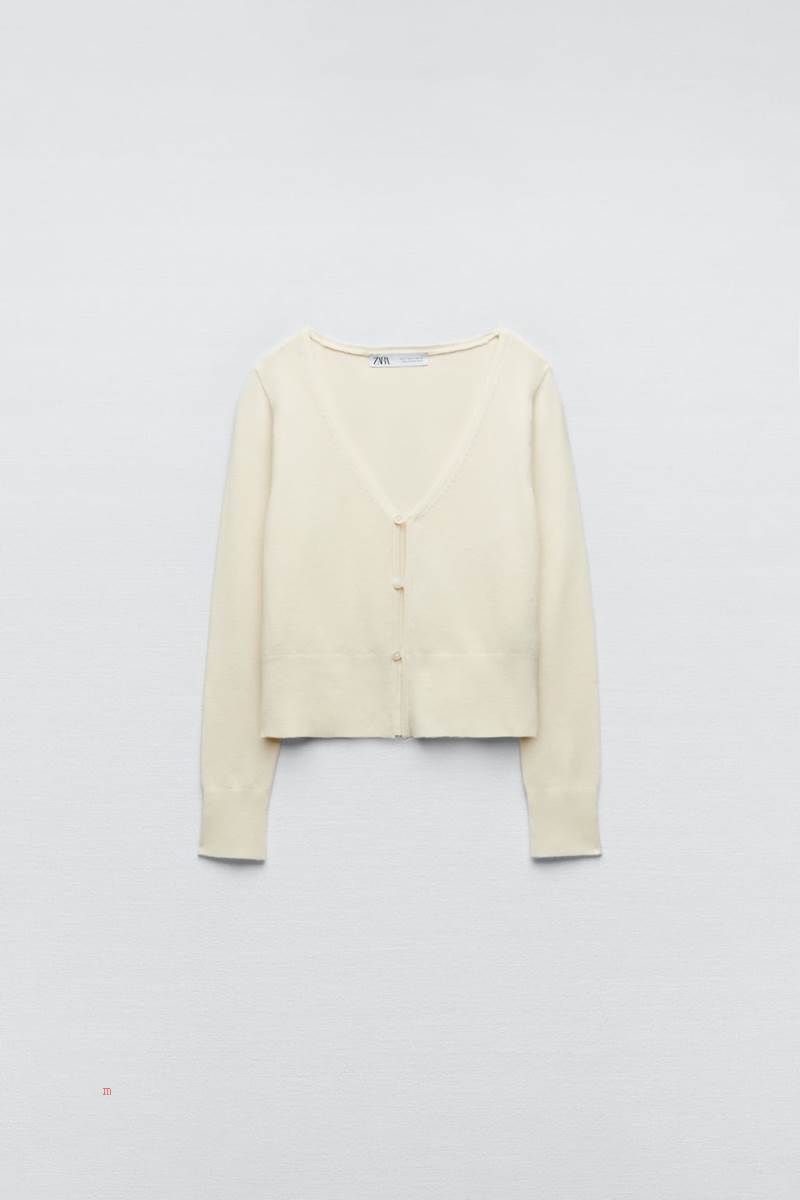 ZARA CROPPED Cardigan Dam Grädde | JCDYT-8610